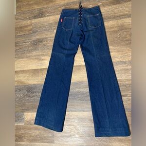Vintage 1970s Chemin De Fer Lace Up Bell Bottom Jeans Size 29